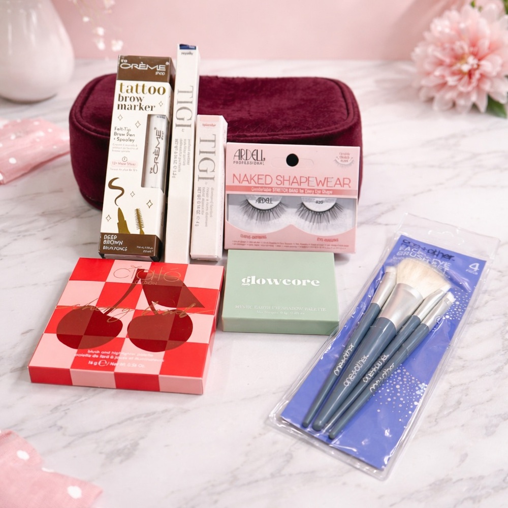 Makeup Bundle Set w/ Brushes, Ardell Lashes, TIGI Cosmetics & Cosmetic Bag NEW